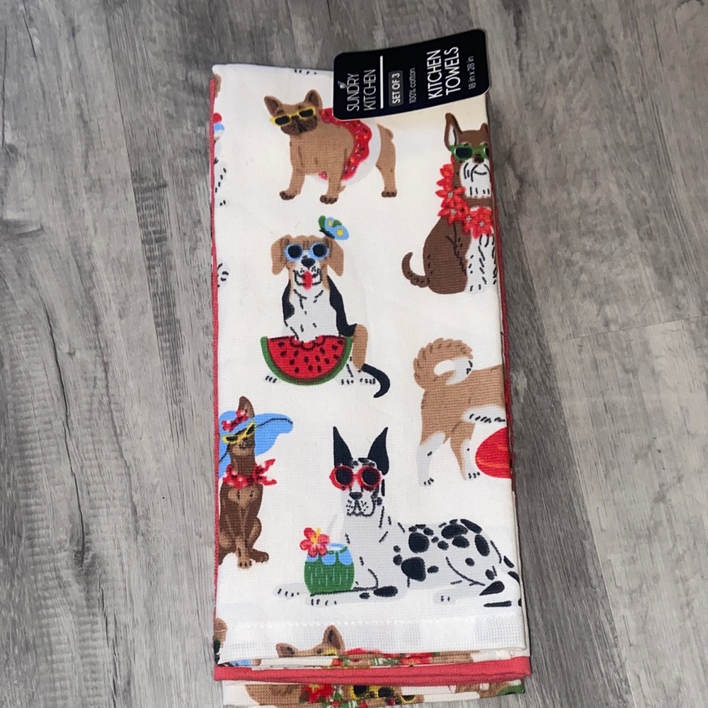 Sundry Kitchen Cotton Towels - Dog print